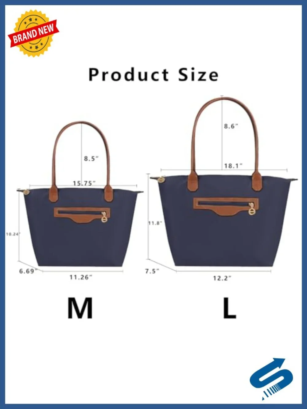 Nylon Tote Bag for Women Lightweight Designer Handbag with Zipper, Durable Purse